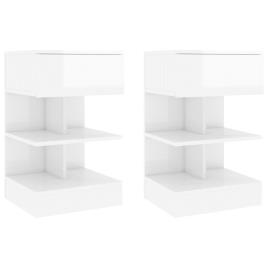 Mesas de cabeceira 2 pcs 40x35x65 cm branco brilhante