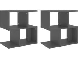 Conjunto 2 Mesas de Cabeceira VIDAXL (Cinzento - Aglomerado - 50x30x51,5 cm)
