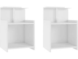 Conjunto 2 Mesas de Cabeceira VIDAXL (Branco - Aglomerado - 40x35x60 cm)