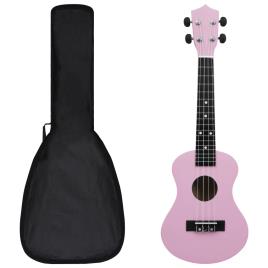 Conjunto ukulele soprano infantil com saco 23' rosa