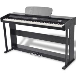 Piano Digital de 88 Teclas com Pedais Placa de Melamina Preta