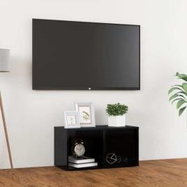 Móvel de TV 72x35x36,5 cm contraplacado preto brilhante