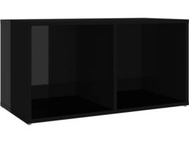 Móvel de TV VIDAXL (72x35x36.5 cm - Madeira Contraplacada - Preto Brilhante)