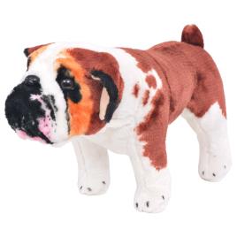 vidaXL Brinquedo de montar bulldog peluche branco e castanho XXL