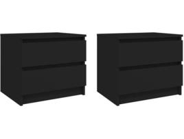 Mesas de cabeceira 2 pcs 50x39x43,5 cm contraplacado preto