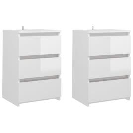 Mesas cabeceira 2 pcs 40x35x62,5 cm contraplacado branco brilh.