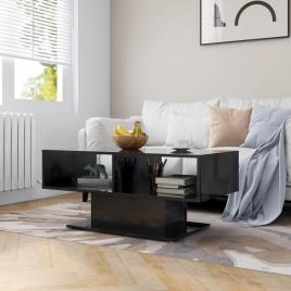 Mesa de centro 103,5x50x44,5 cm contraplacado preto brilhante
