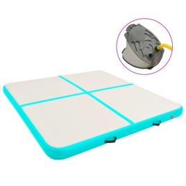 Colchão de ginástica insuflável c/ bomba 200x200x10cm PVC verde