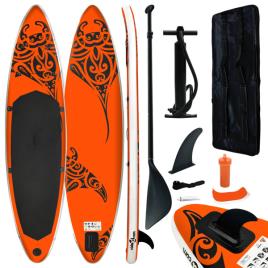 Conjunto prancha de paddle SUP insuflável 366x76x15 cm laranja
