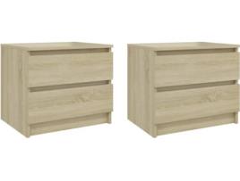Conjunto 2 Mesas de Cabeceira VIDAXL (Castanho - Aglomerado - 50x39x43,5 cm)