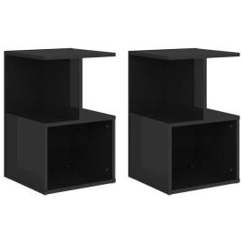 Mesas de cabeceira 2 pcs 35x35x55 cm contrapl. preto brilhante