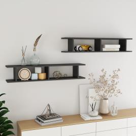 vidaXL Estantes de parede 2 pcs 105x18x20cm contrapl. cinza brilhante