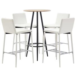 Conjunto de Bar Couro Artificial Branco 5 pcs