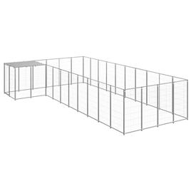 vidaXL Canil 13,31 m² aço prateado