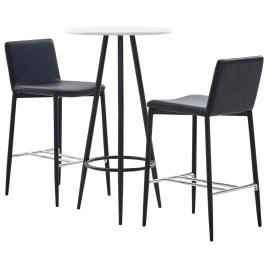 3 pcs conjunto de bar couro artificial preto