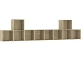 5 pcs conjunto de móveis de TV contraplacado carvalho sonoma
