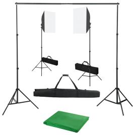 Kit de estúdio fotográfico com softbox de iluminação e fundo