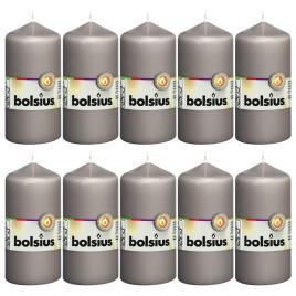 Bolsius Velas cilíndricas 10 pcs 120x58 mm cinzento