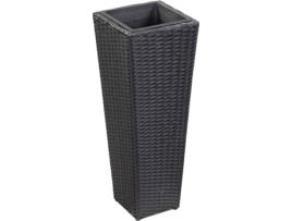 Vaso/floreira de jardim 30x30x80 cm vime PE preto