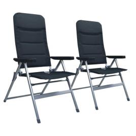 Cadeiras de jardim reclináveis 2 pcs alumínio preto