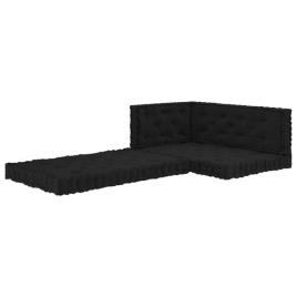 Almofadões para sofá de paletes 4 pcs algodão preto