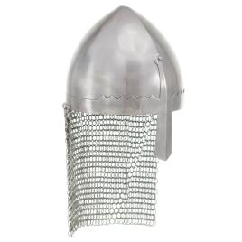 Capacete de cavaleiro réplica LARP aço prateado