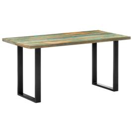 Mesa de jantar 160x80x75 cm madeira recuperada maciça
