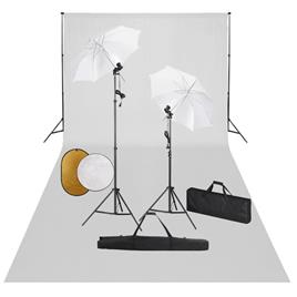 Kit estúdio fotográfico com lâmpadas/sombrinhas/fundo/refletor