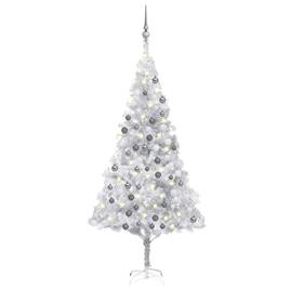 Árvore Natal artificial c/ luzes LED/bolas 180 cm PET prateado