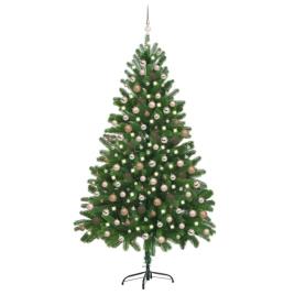 Árvore de Natal artificial com luzes LED e bolas 210 cm verde