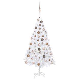 Árvore Natal artificial c/ luzes LED e bolas 150 cm PVC branco