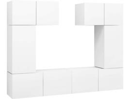 6 pcs conjunto de móveis de TV contraplacado branco
