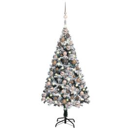 Árvore de Natal artificial c/ luzes LED e bolas 150cm PVC verde