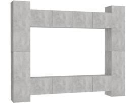 8 pcs conjunto de móveis de TV contraplacado cinzento cimento
