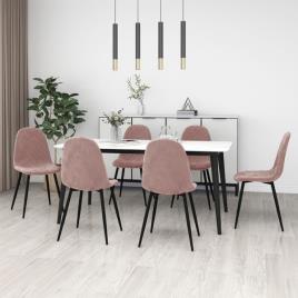 Cadeiras de jantar 6 pcs veludo rosa
