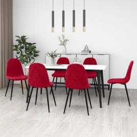 Cadeiras de jantar 6 pcs veludo vermelho tinto