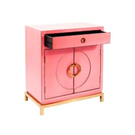 Cómoda de madera Disk rosa