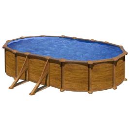 Piscina Aspecto Madeira De Aço Sicilia 500 x 300 x 120 cm Brown / Blue