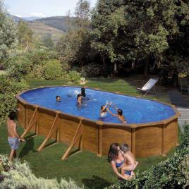 Gre Pools Piscina Aspecto Madeira De Aço Mauritius 610 x 375 x 132 cm Brown / Blue