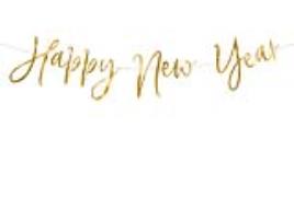 Grinalda Script Happy New Year Ouro