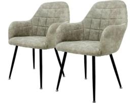 Conjunto de 2 Cadeiras de Jantar  82 Bege (Microfibra, Metal - 58x43x83 cm)