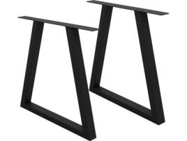 Pés de Mesa de 2 Peças  de Aço (Preto - 60x72 cm)