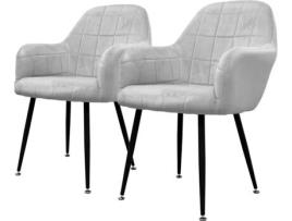 Conjunto de 2 Cadeiras de Jantar  79 Cinzento (Microfibra, Metal - 58x43x83 cm)