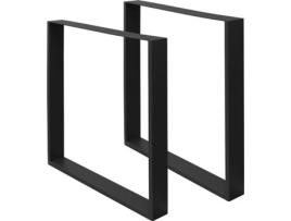 Pés de Mesa de 2 Peças  de Aço (Preto - 60x72 cm)
