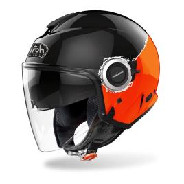 Capacete Jet Helios Fluo S Black / Orange Fluo