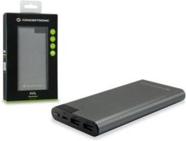 CONCEPTRONIC - BATERIA POWERBANK 10000MAH, LCD DISPLAY, CINZA -AVIL02G
