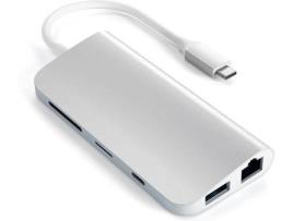 Hub SATECHI Multimedia (USB-C - Prateado)