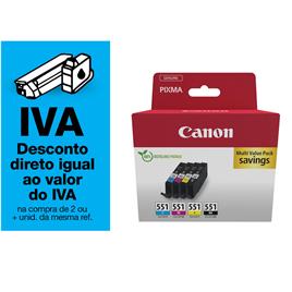 Canon Tinteiro PIXMA CLI-551, CMYK, Conjunto, 6509B008