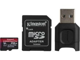 Cartão de Memória MicroSD KINGSTON React Plus (256 GB - Class 10, UHS-II, U3, V90, A1)