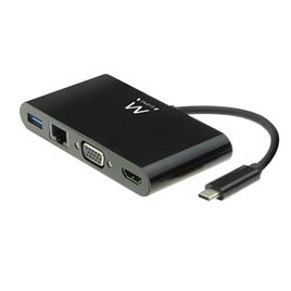 Dockstation Ewent USB-C para HDMI 4K/VGA/RJ45/USB